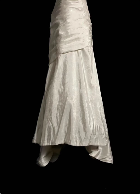 Classic Ivory Strapless Ruffled Satin Mermaid Long Prom Dress Evening Dress P4613