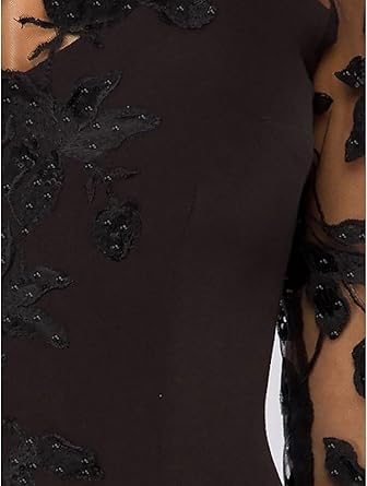 omberprom A-Line Elegant Wedding Guest Dress Court Train Jewel Neck 3/4 Sleeve Evening Dress with Beading Slit Appliques Fall Wedding Guest Dress November