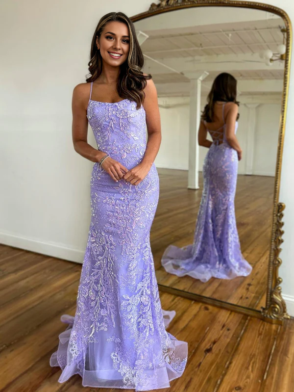 omberprom Fashionable and Beautiful Mermaid Evening Dress Scoop Lace Prom Dress