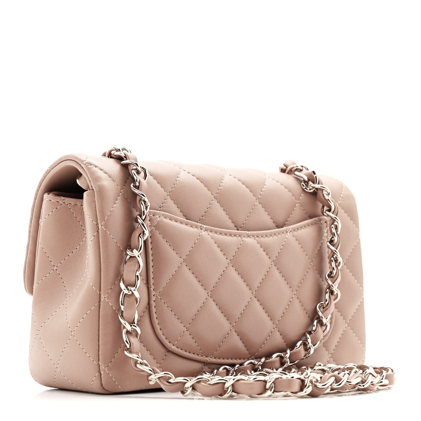 Lambskin Quilted Mini Rectangular Flap Brown