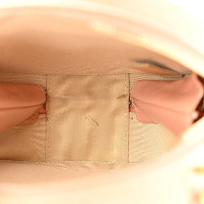 Glazed Calfskin Round As Earth Evening Bag Beige