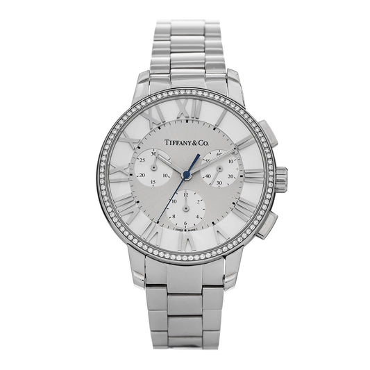 Stainless Steel Diamond Bezel 36mm Atlas Dome Chronograph Quartz Watch