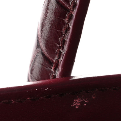 Calfskin Crocodile Embossed Baby Sac De Jour Bordeaux