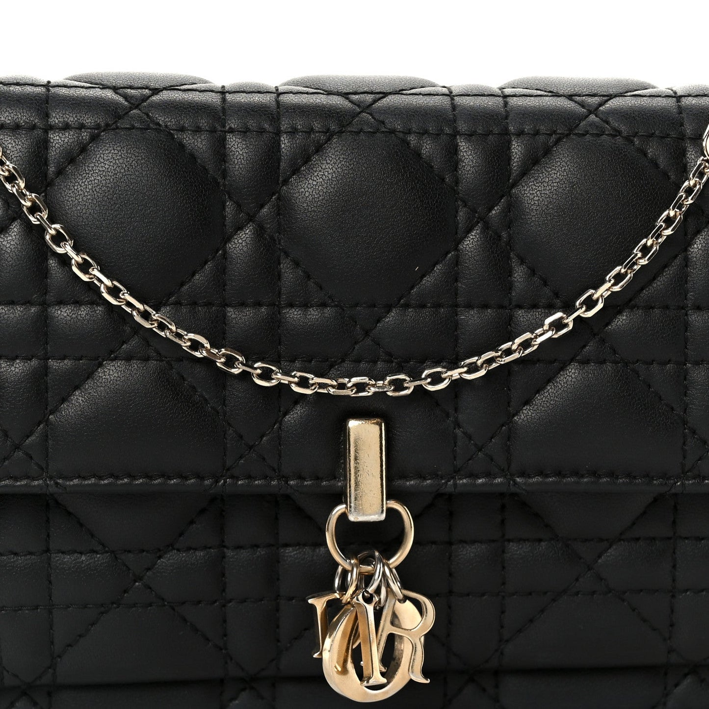Lambskin Cannage Chain My Dior Daily Chain Pouch Black