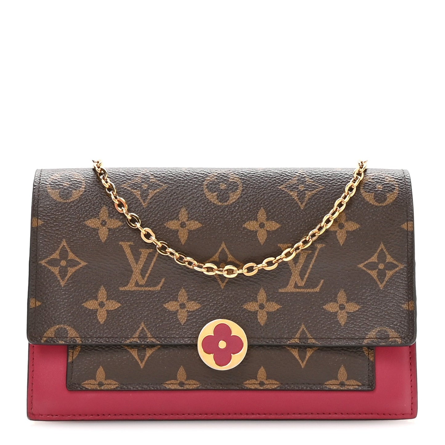 Monogram Flore Chain Wallet Fuchsia