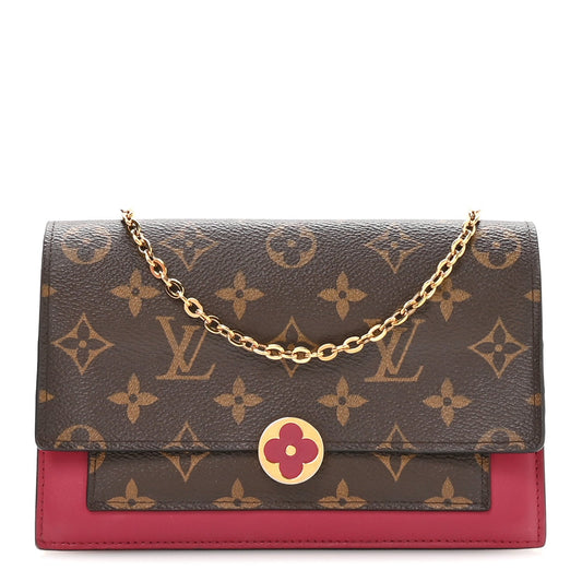 Monogram Flore Chain Wallet Fuchsia