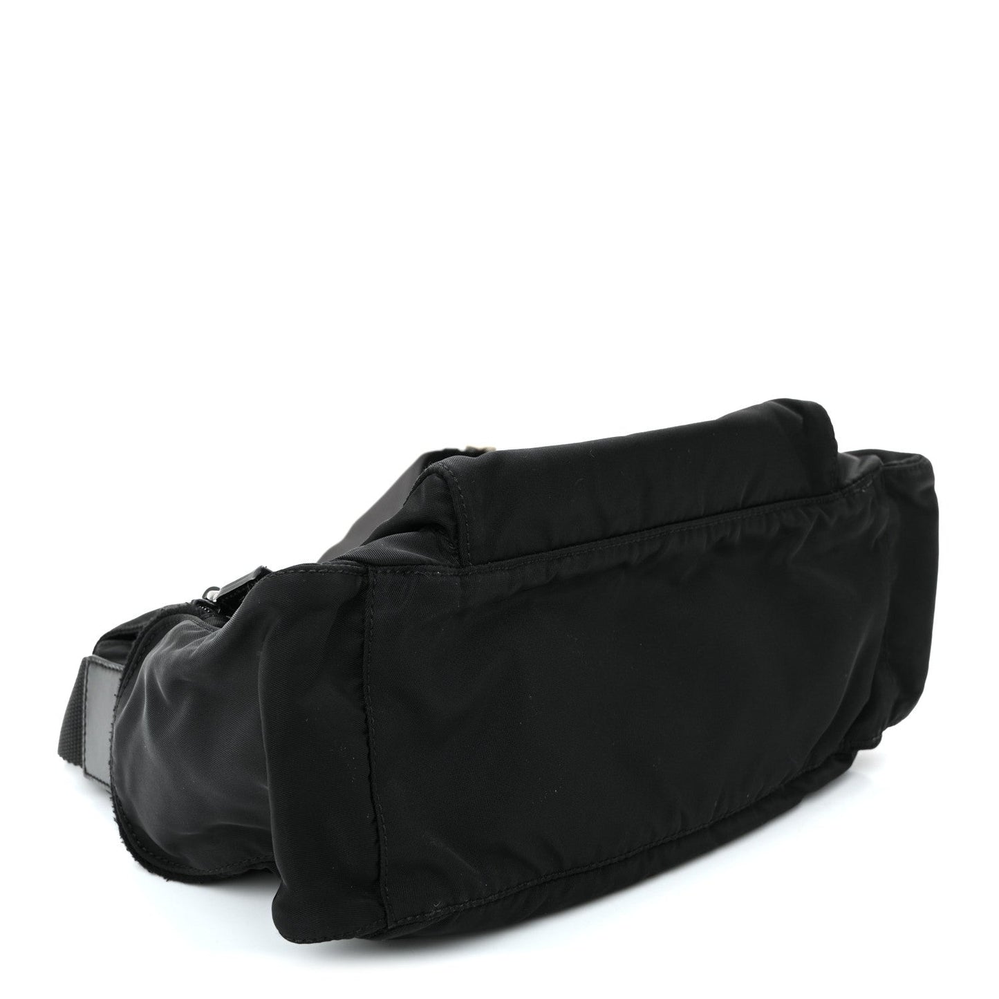 Nylon Vela Saffiano Single Buckle Messenger Shoulder Bag Black