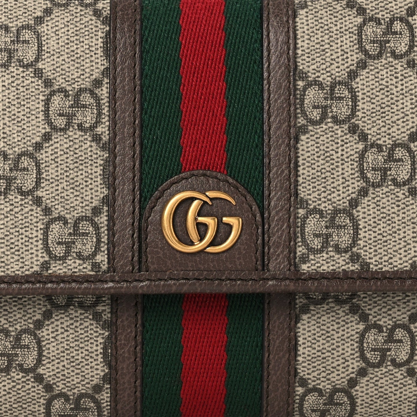 GG Supreme Monogram Web Ophidia Crossbody Wallet Beige New Acero