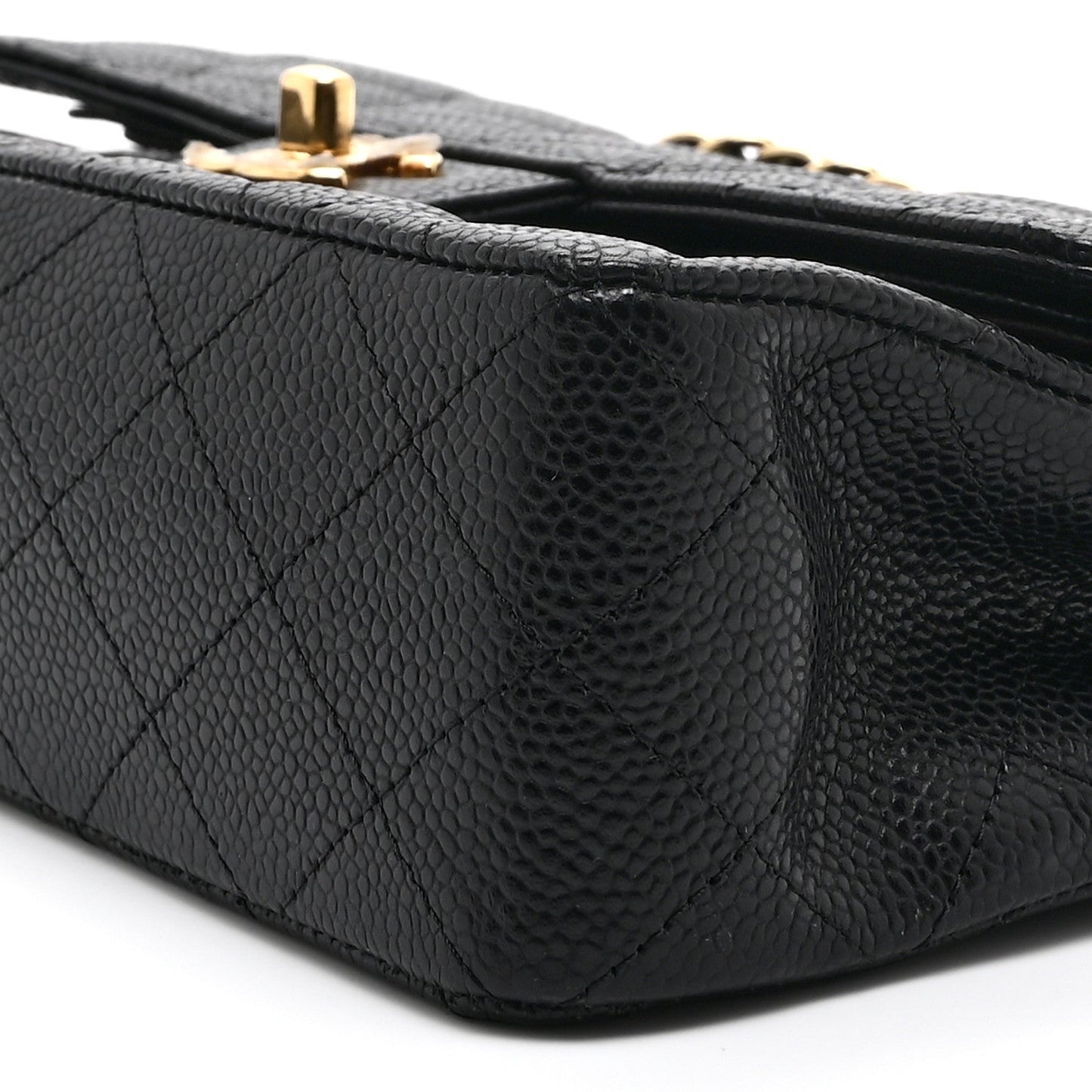 Caviar Quilted Small Double Flap Black