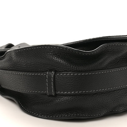 Grained Calfskin Medium Marcie Saddle Bag Black