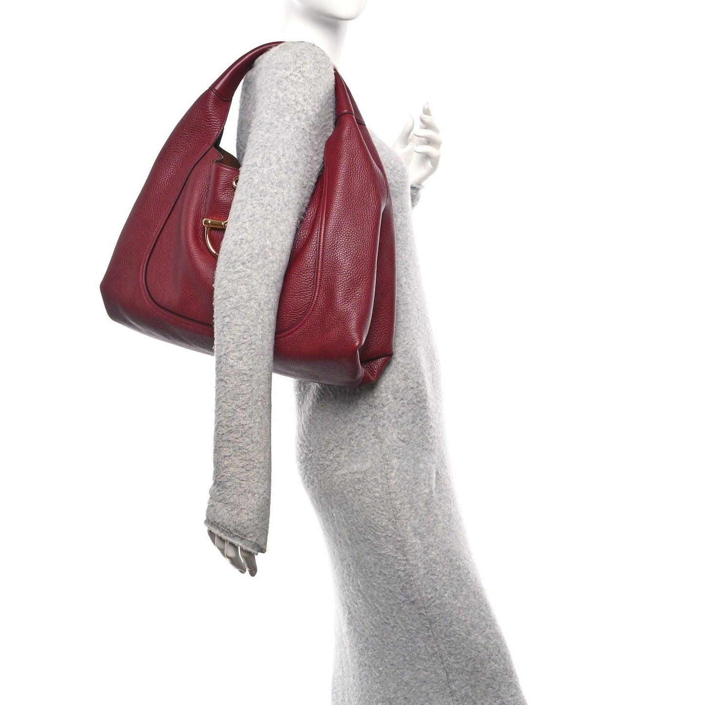 Grained Calfskin Softbit Maxi Shoulder Bag Rosso Ancora Red