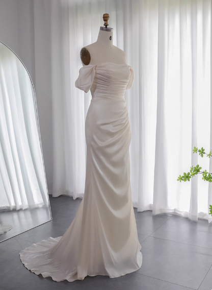 Elegant Mint Green Mermaid Strapless Rhinestone Hotfix Slit Satin Long Prom Dress Evening Dress P4630