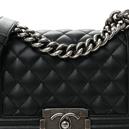 Caviar Quilted Small Boy Flap Black