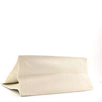 Calfskin Large Surrealism Book Tote Ivory