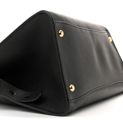 Soft Grain Calfskin Large Tote Bag Black
