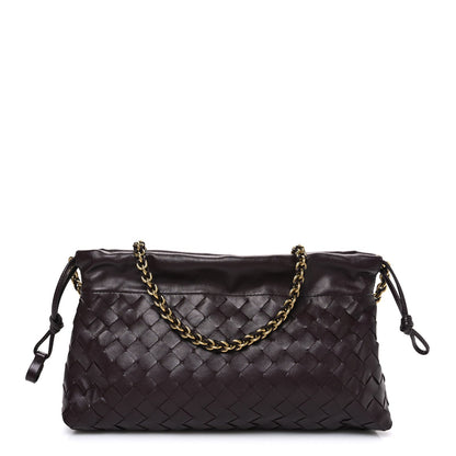Nappa Intrecciato Dustbag Notte Shoulder Bag Dark Barolo Brass