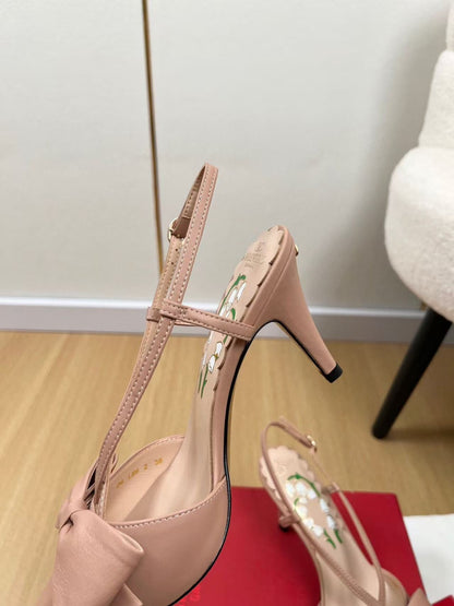 Valentino Garavani Bowow 85mm Slingbacks Rose Cannelle Cowhide