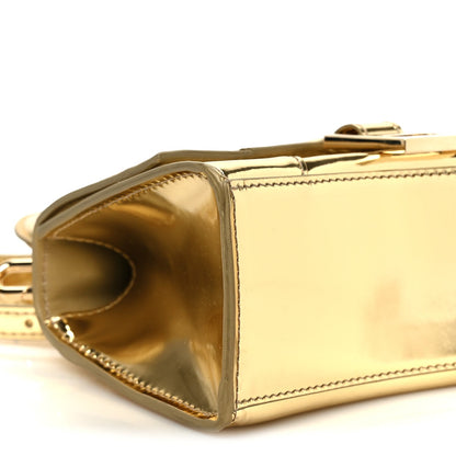 Metallic Calfskin Hourglass Top Handle Bag XS Gold