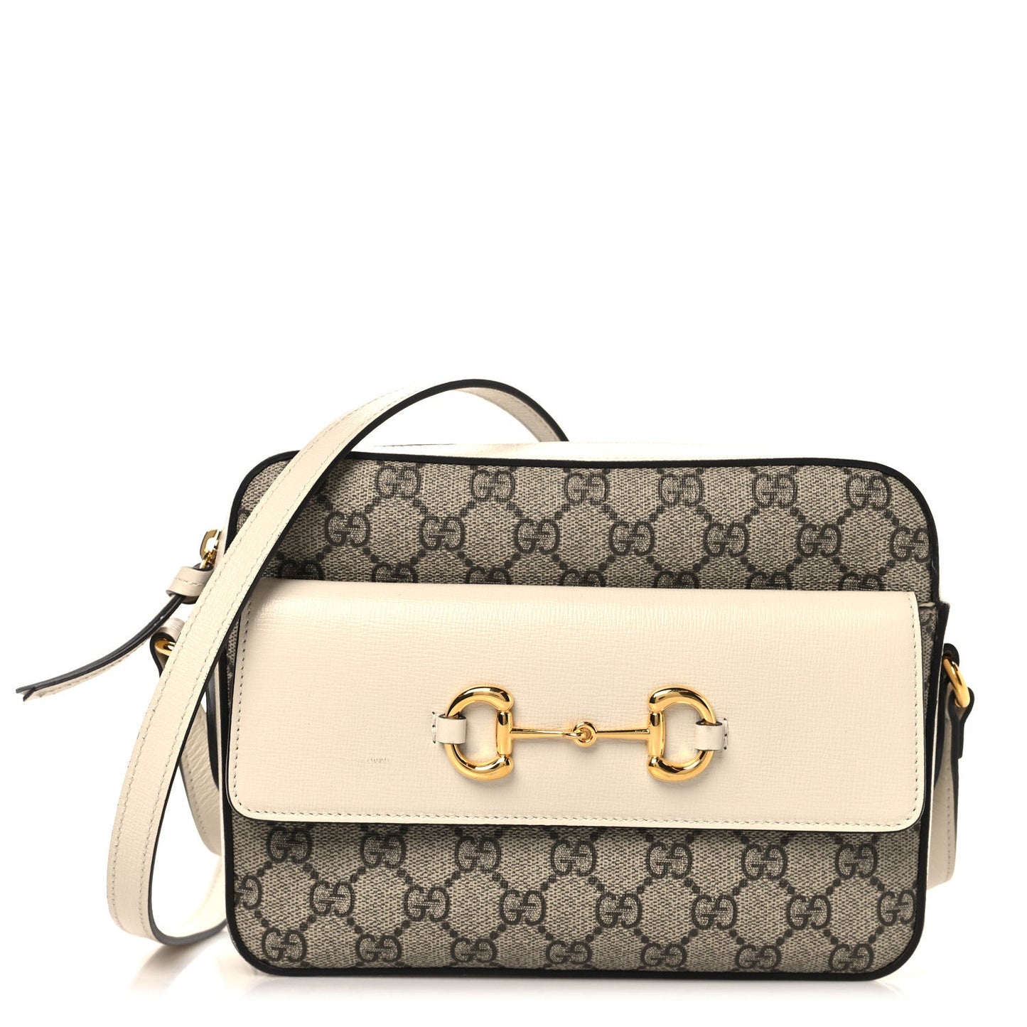 GG Supreme Monogram Small Horsebit 1955 Shoulder Bag Beige Mystic White