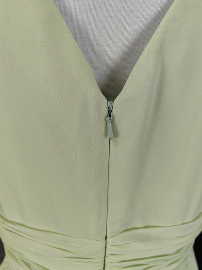 Elegant Light Green A-Line V-Neck Sleeveless Ruffled Chiffon Long Prom Dress Evening Dress P4641