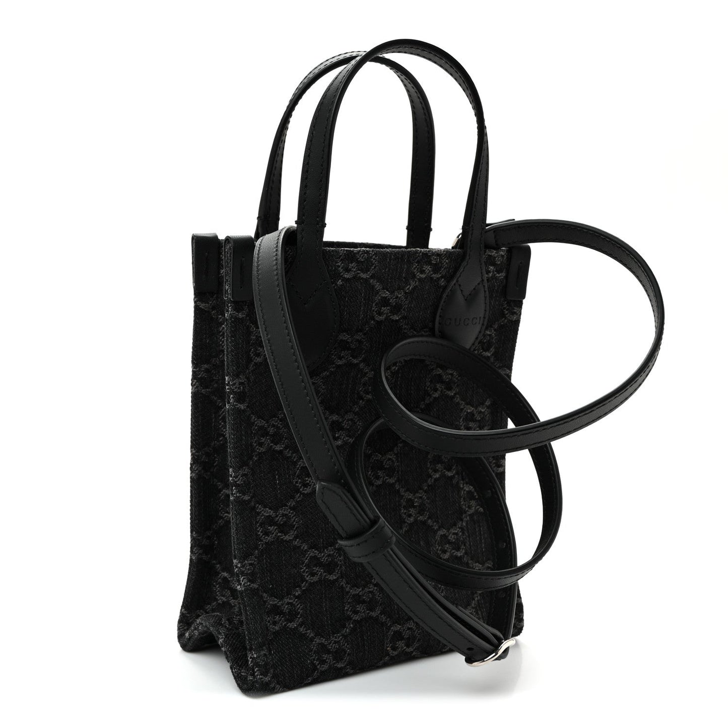 Denim Ophidia GG Monogram Mini Tote Bag Black