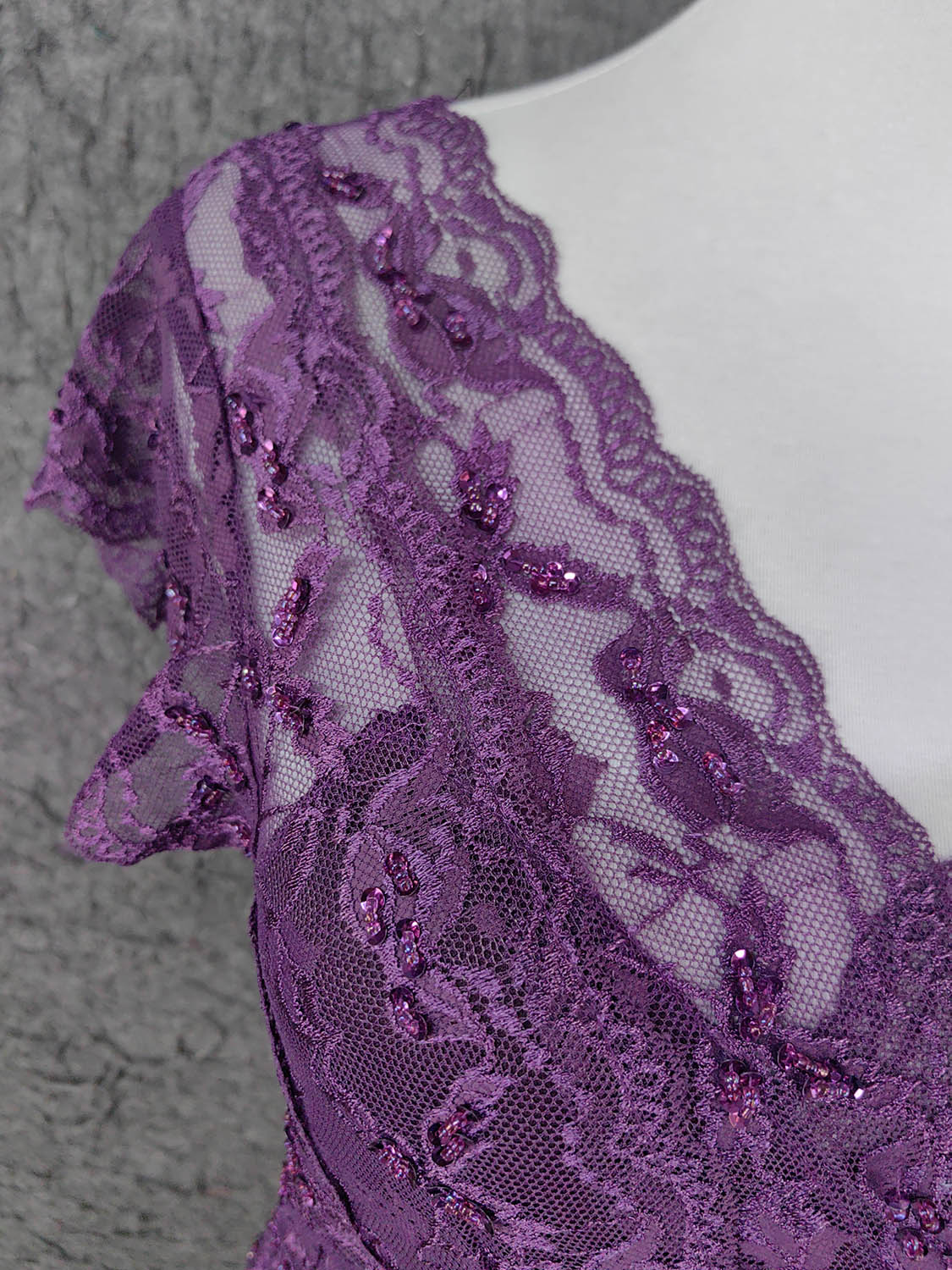 Elegant Purple V-Neck Lace Long Prom Dress Evening Dress P4643