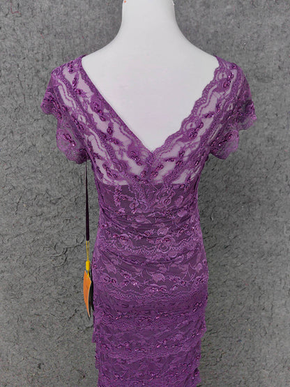 Elegant Purple V-Neck Lace Long Prom Dress Evening Dress P4643