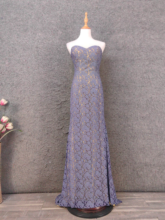 Elegant Purple Sweetheart Neck Split Lace Long Prom Dress Evening Dress P4644