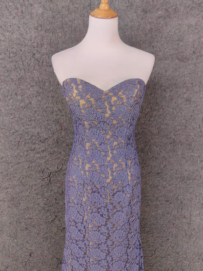 Elegant Purple Sweetheart Neck Split Lace Long Prom Dress Evening Dress P4644