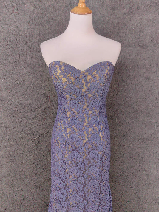 Elegant Purple Sweetheart Neck Split Lace Long Prom Dress Evening Dress P4644