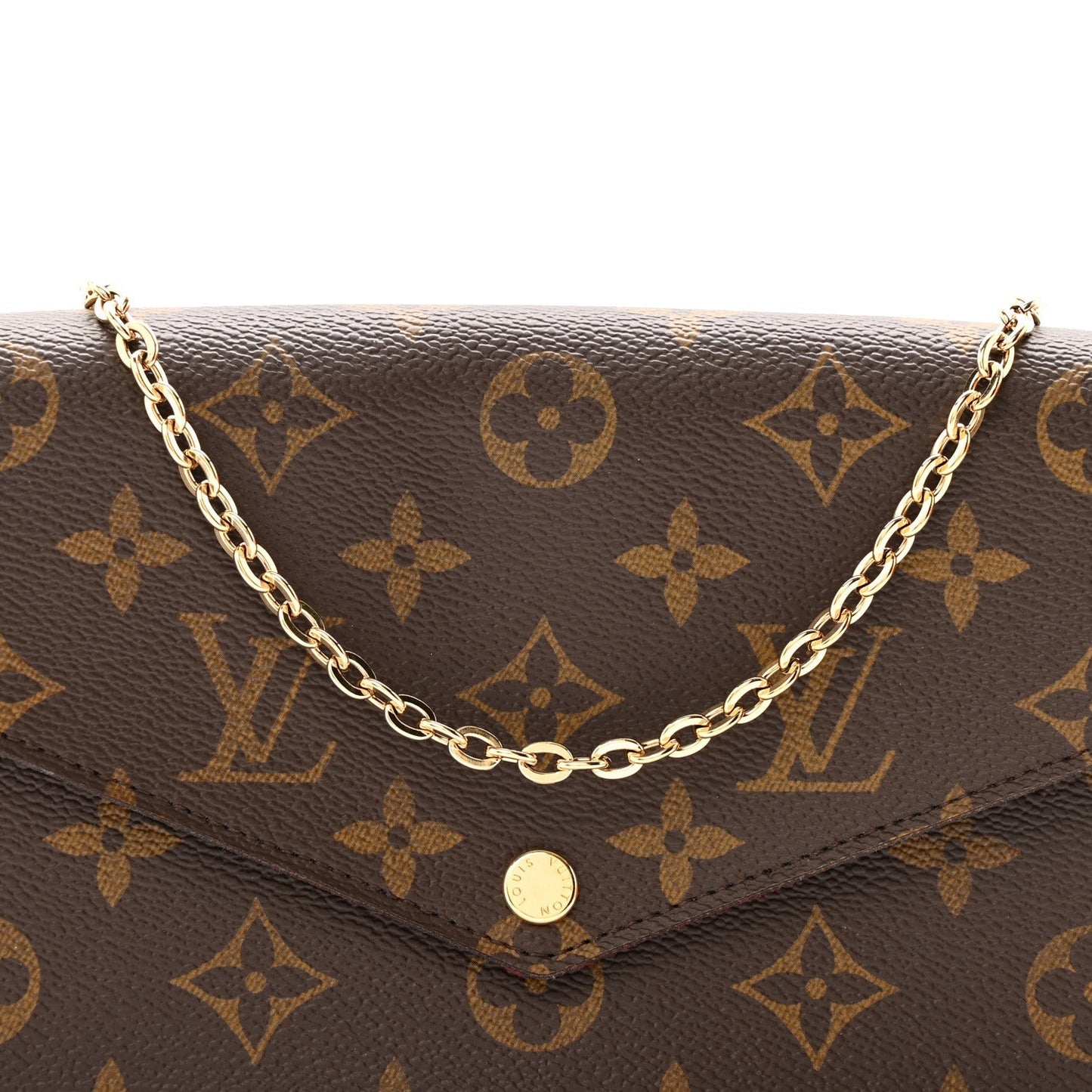 Monogram Pochette Felicie Chain Wallet Fuchsia
