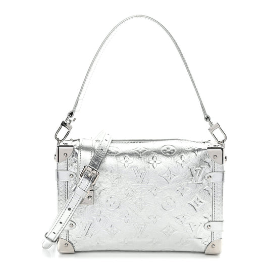 Calfskin Monogram Miroir LV Ski Side Trunk MM Silver