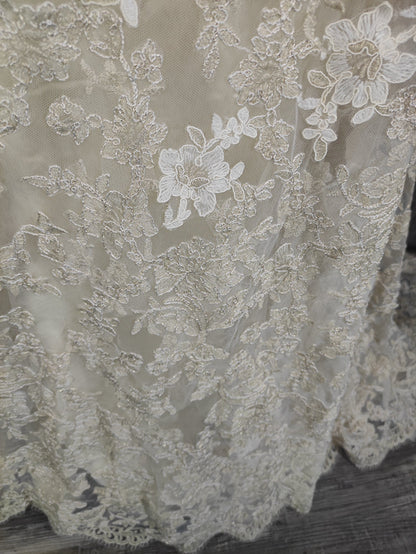 Elegant Champagne Off-White Sweetheart Neck Lace Train Prom Dress Evening Dress P4647