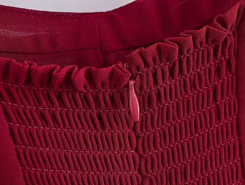 2025 summer new sexy petite wine red holiday short suspender dress R0916
