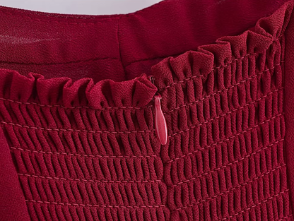 2025 summer new sexy petite wine red holiday short suspender dress R0916