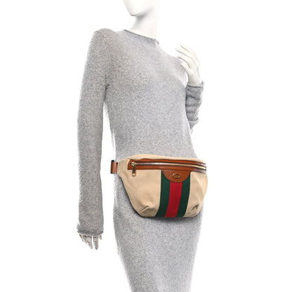 Vintage Canvas Web Belt Bag Sand Cuir