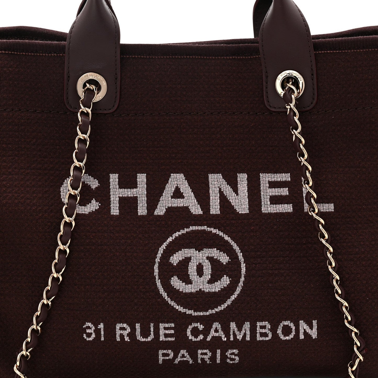 Mixed Fibers Calfskin Small Deauville Tote Burgundy