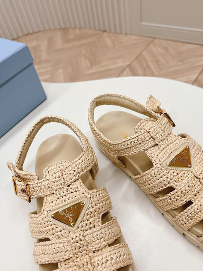 PRA RUBBER FISHERMAN SANDALS BEIGE LAMBSKIN