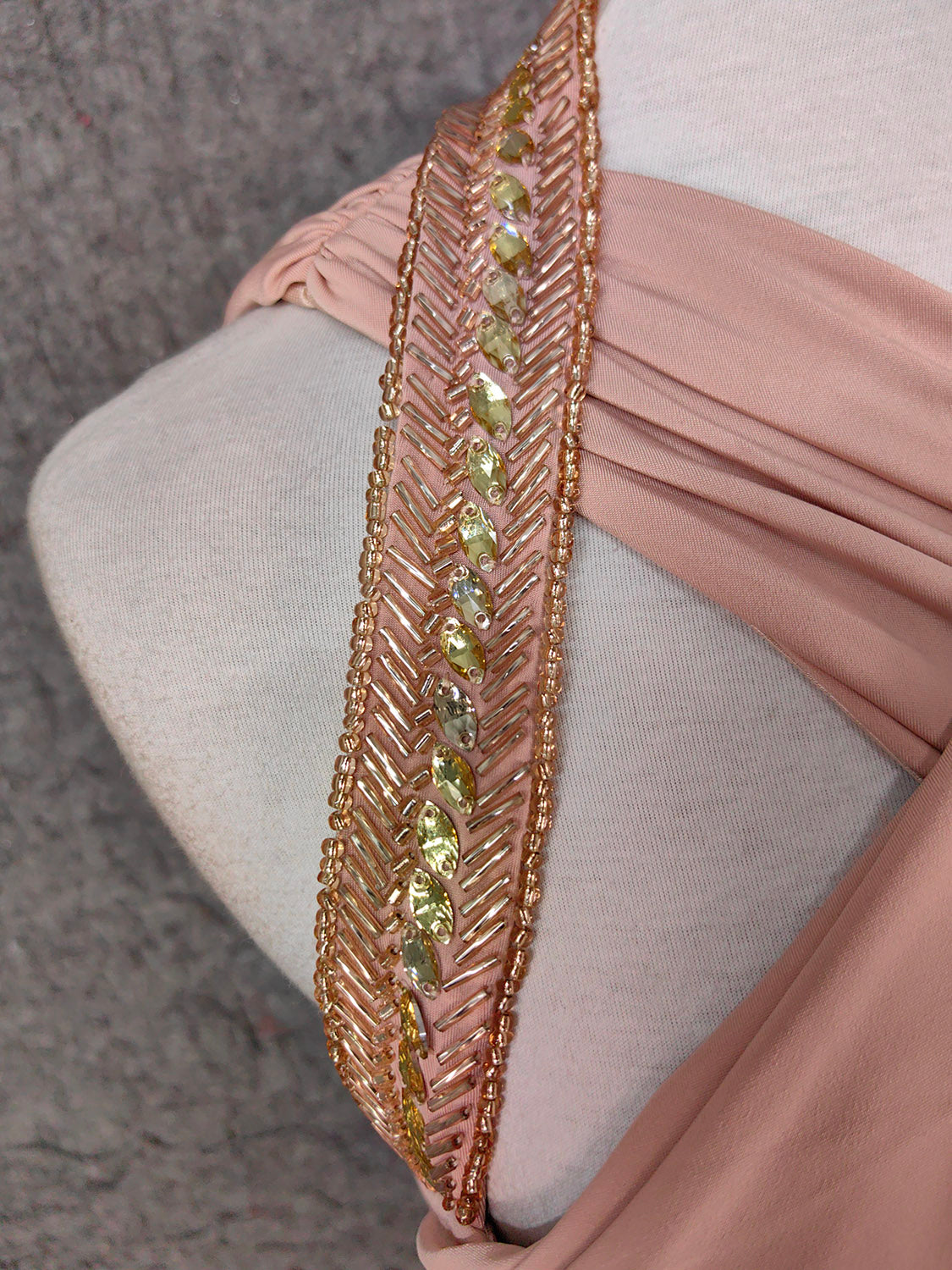 Stunning Pink Sleeveless Cross Neck Beaded Satin Long Prom Dress Evening Dress P4650