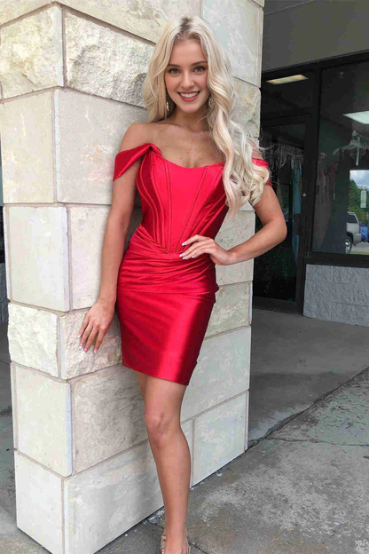 omberprom Fashionable and Beautiful Prom Dress Graduation Dresses Sheath Off the Shoulder Satin Homecoming Dress