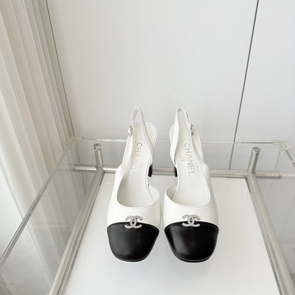 Chanel 26 High Heels Black White  90 in Lambskin 597387