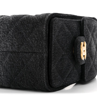 Washed Denim Quilted Mini Chanel 25 Handbag Black