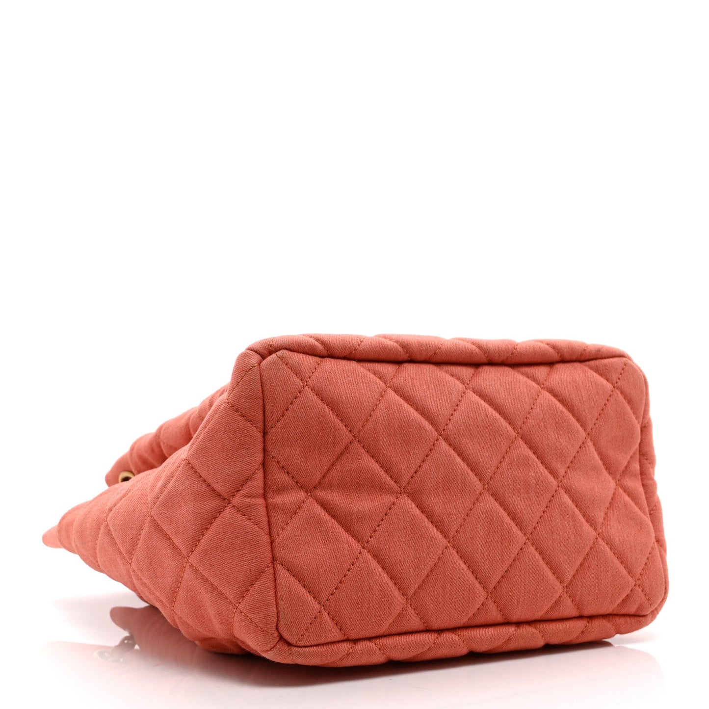 Washed Denim Quilted Small Urban Spirit Drawstring Bag Orange