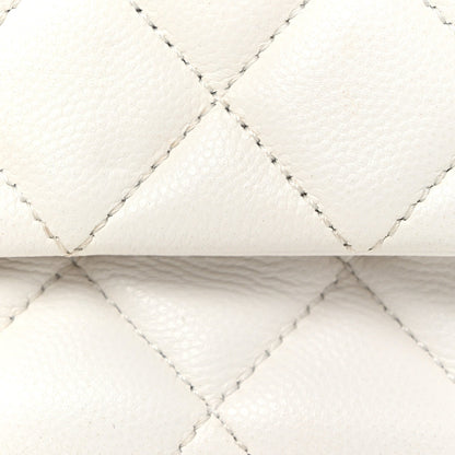 Caviar Quilted Small Top Handle Flap With Chain White