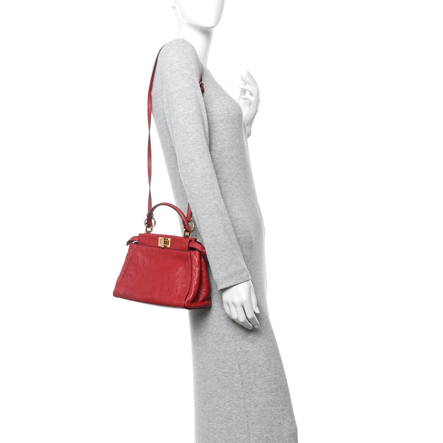 Ostrich Shiny Nappa Mini Peekaboo Iconic Satchel Fragola