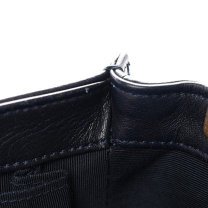Lambskin Braided Woven Medium Boy Flap Navy Black