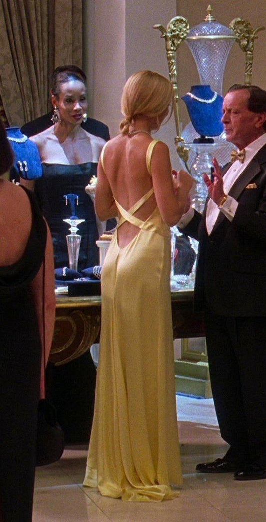 Simple Mermaid Straps Yellow Backless Long Prom Dress P1669