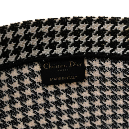 Canvas Houndstooth Embroidered Large Book Tote Black White