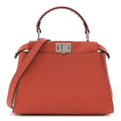 Cuoio Romano Selleria Mini Peekaboo Iconic Satchel Dark Orange