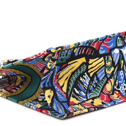 Canvas Embroidered Butterfly Book Tote Black Multicolor